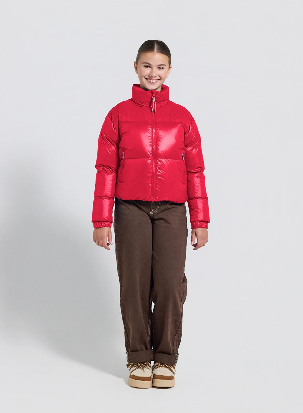 Doudoune brillante pour fille Pyrenex Goldin rouge