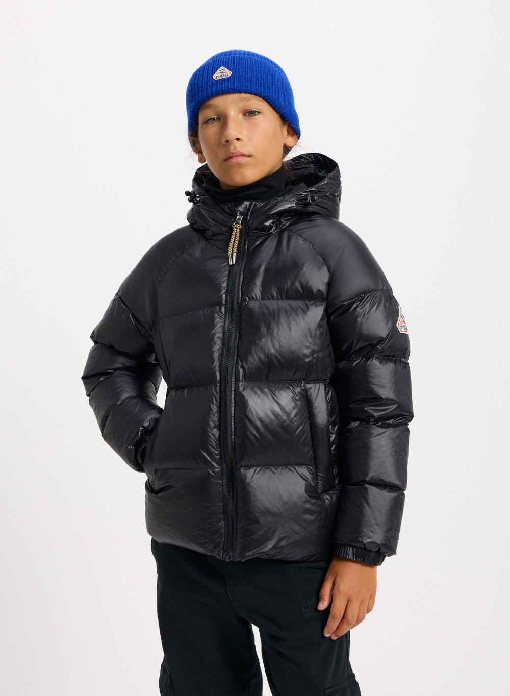 Sten children's hooded down jacket in shiny fabric | Pyrenex EN