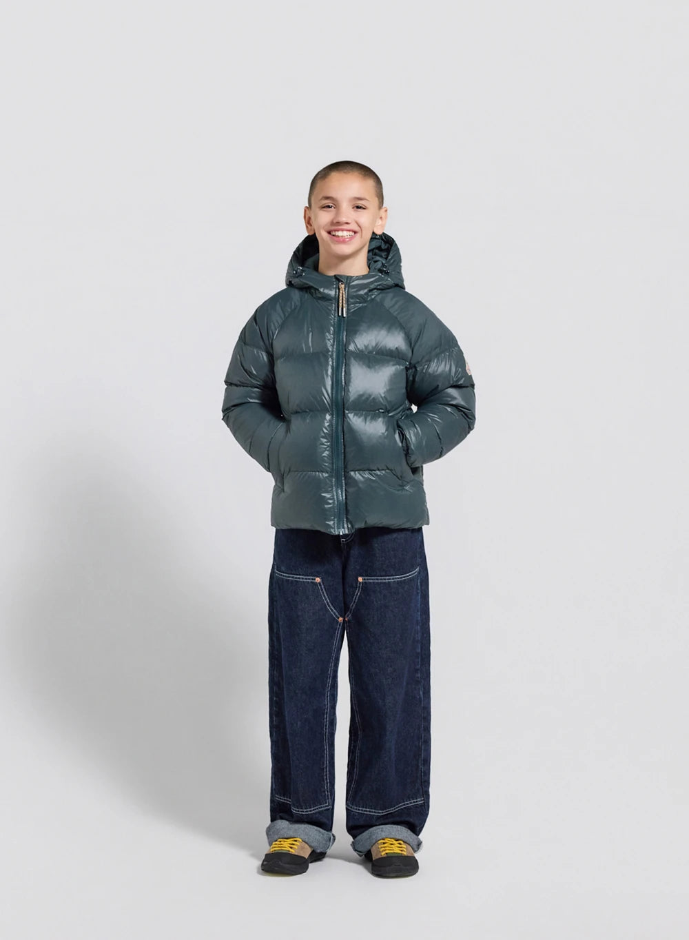 Pyrenex Sten dark green children's hooded down jacket-4