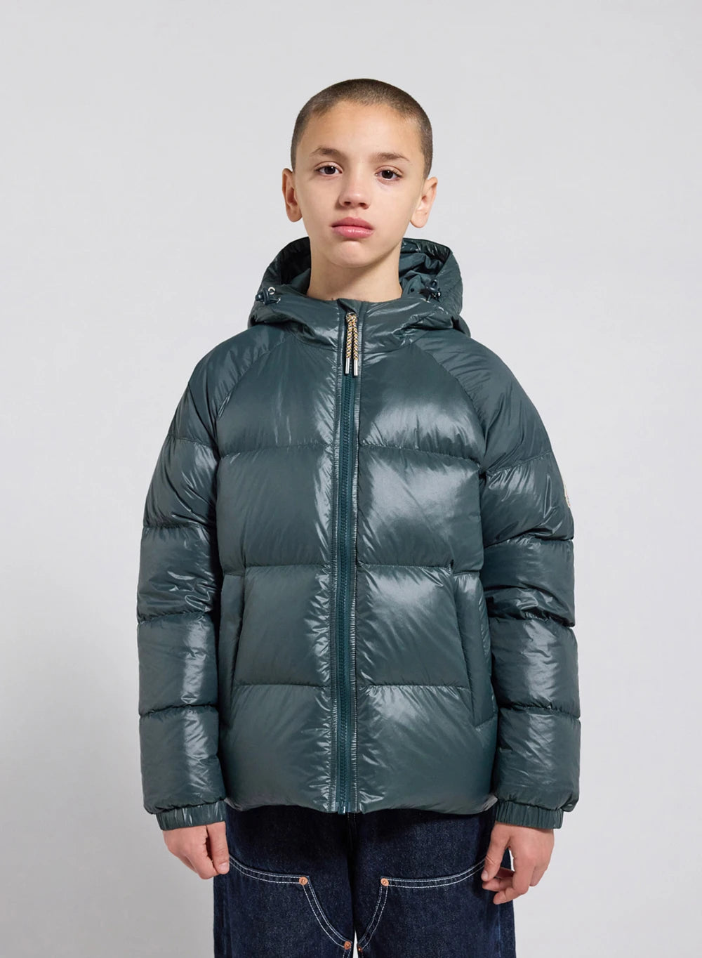 Pyrenex Sten dark green children's hooded down jacket-2