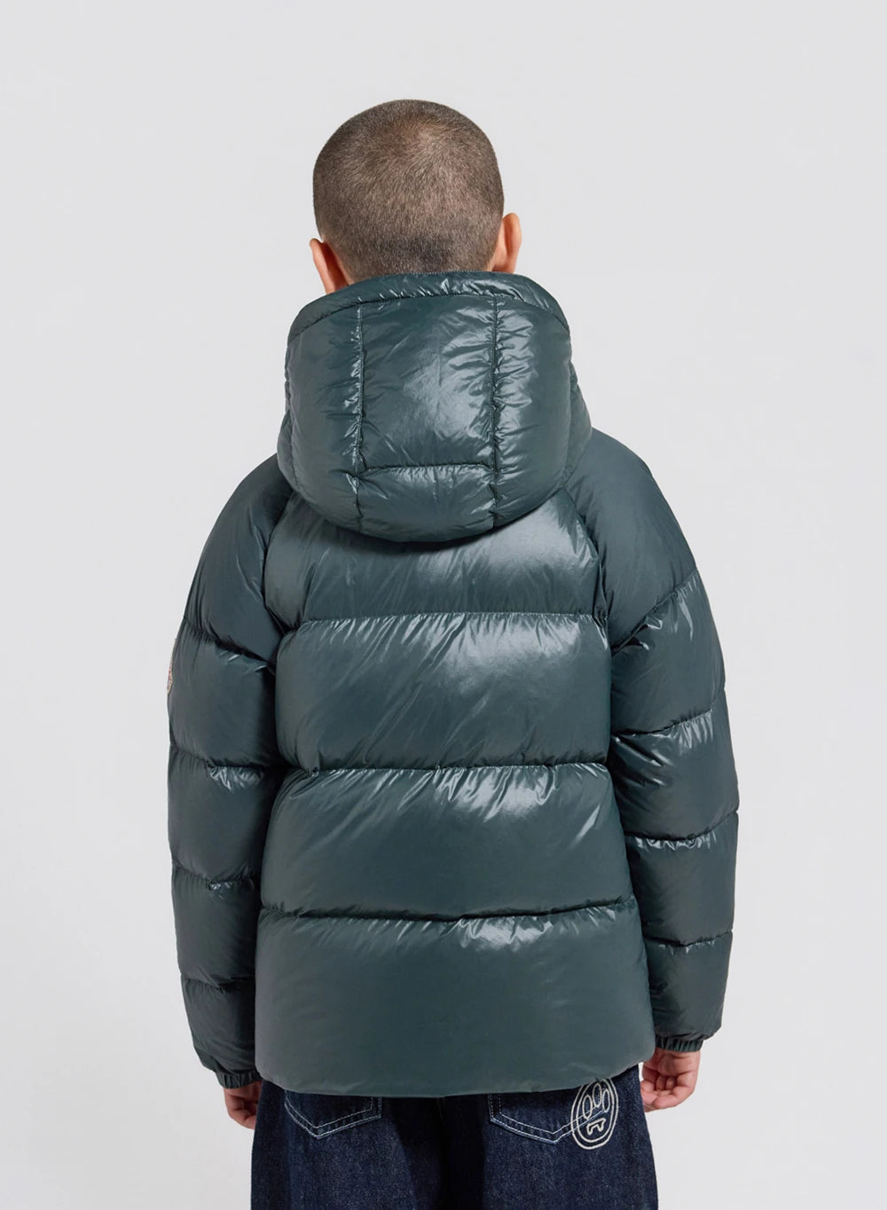 Pyrenex Sten dark green children's hooded down jacket-8