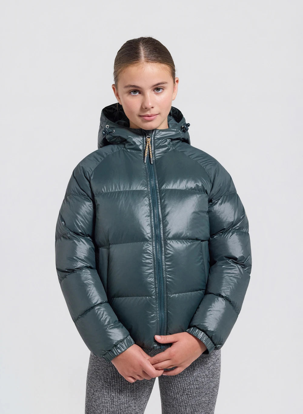 Pyrenex Sten dark green children's hooded down jacket-1