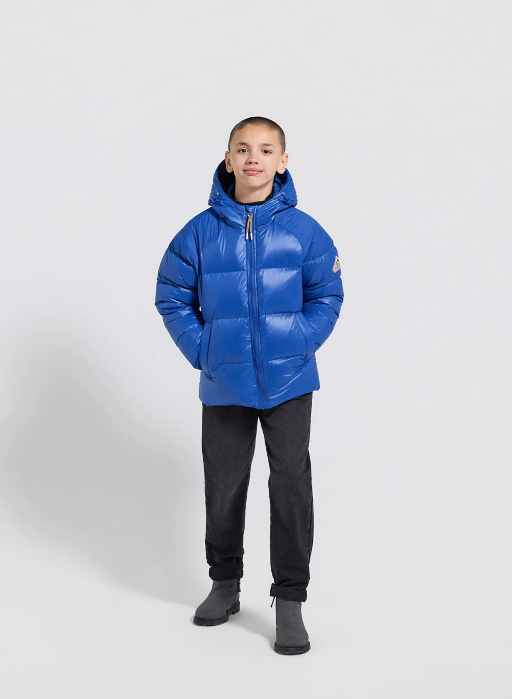 Pyrenex Sten children's blue hooded down jacket-3