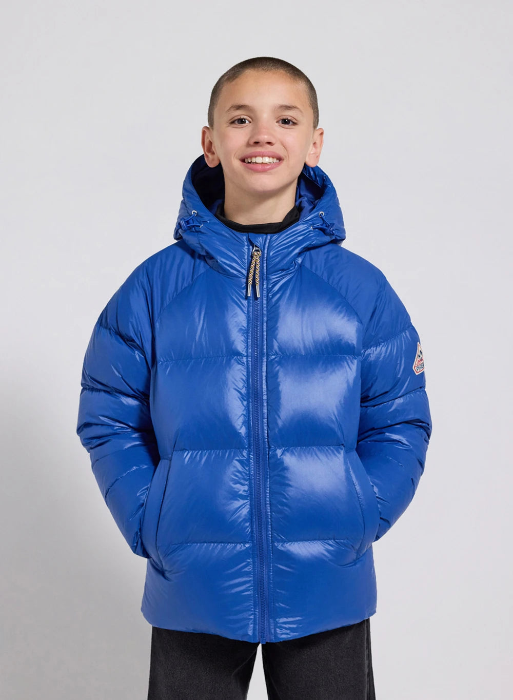 Pyrenex Sten children's blue hooded down jacket-1