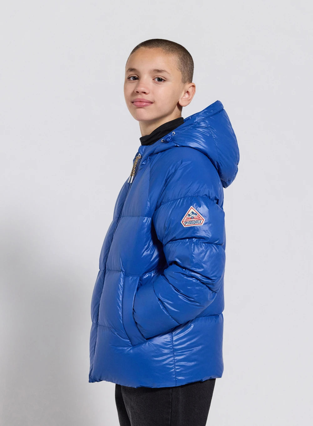 Pyrenex Sten children's blue hooded down jacket-5