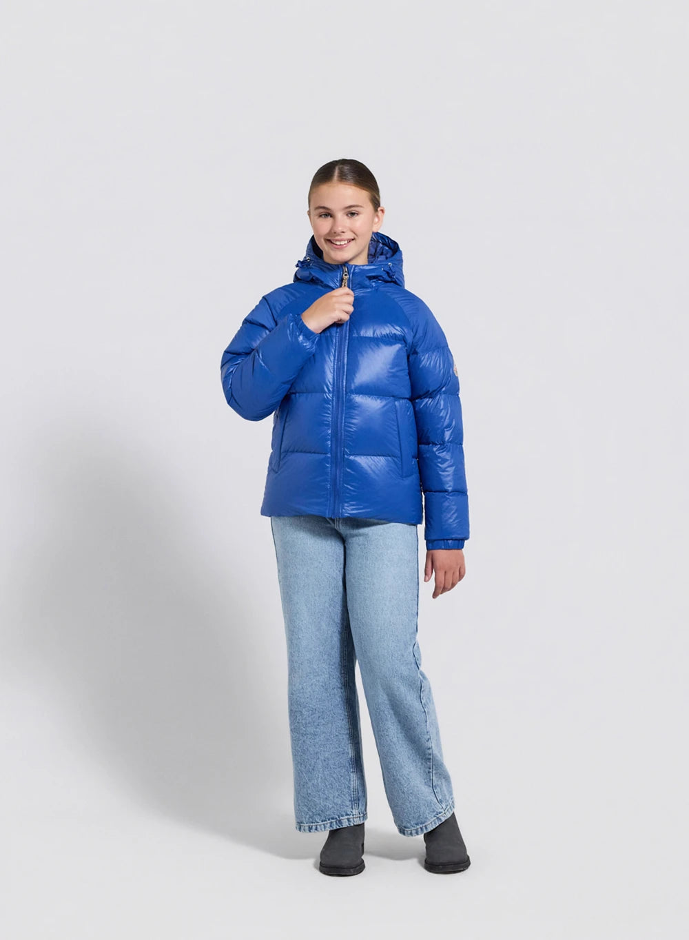 Pyrenex Sten children's blue hooded down jacket-4