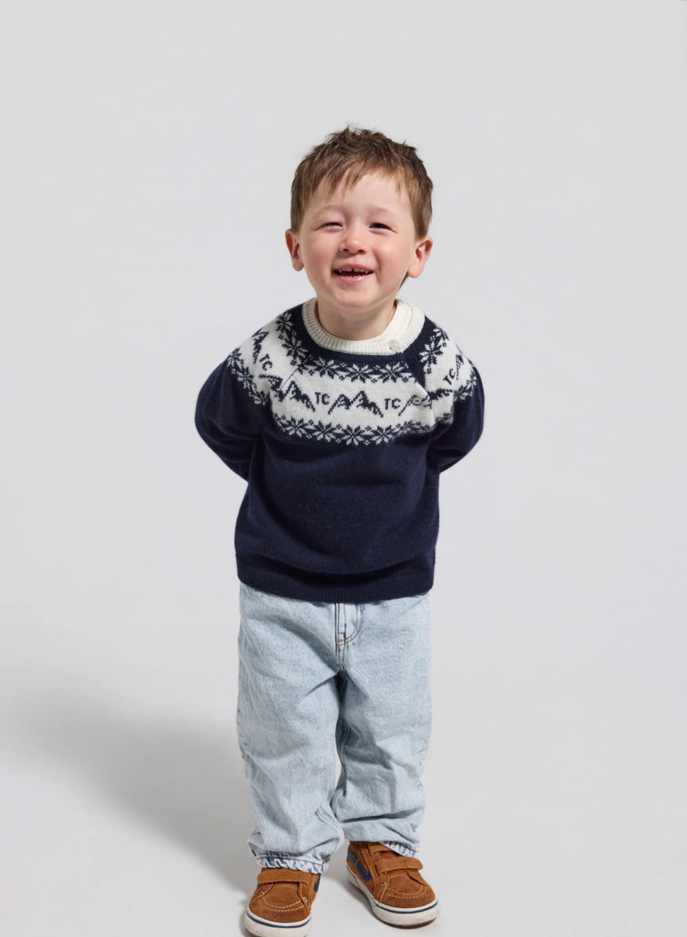 Pull en laine Tartine & Chocolat x Pyrenex enfant Andréa bleu marine-1
