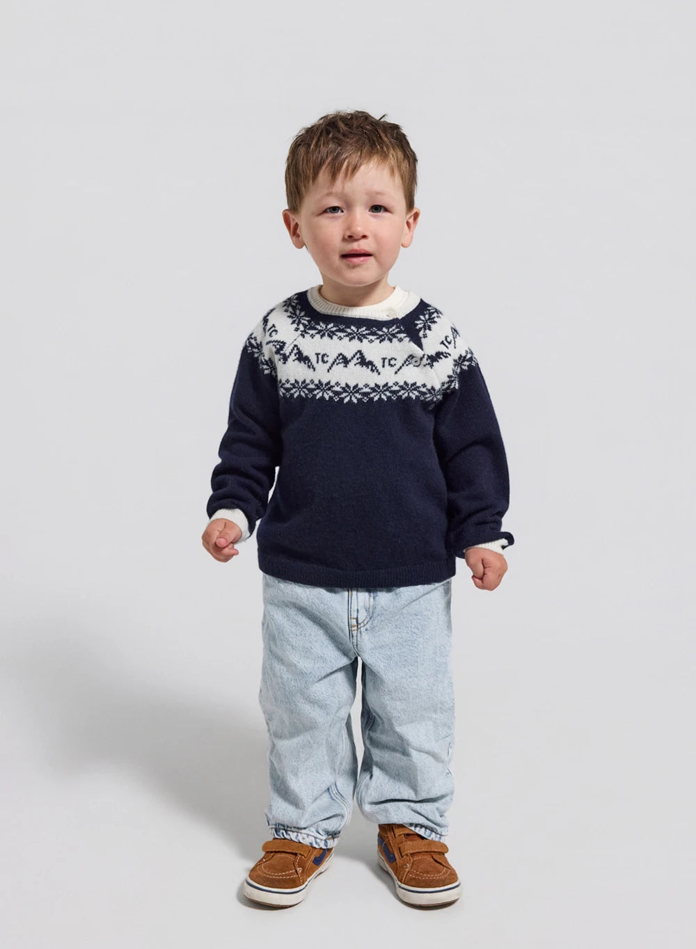 Pull en laine Tarine & Chocolat x Pyrenex enfant Andréa bleu marine