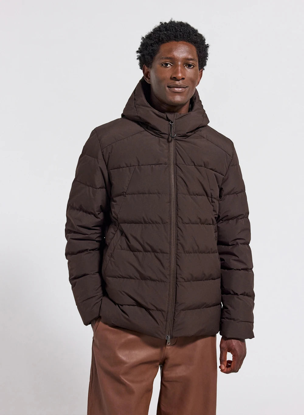 Herren-Daunenjacke mit Kapuze Pyrenex Kepler Dunkelbraun