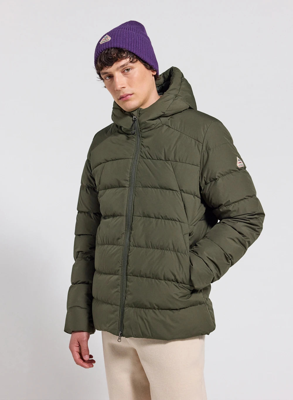 Pyrenex Kepler men’s dark khaki hooded puffer jacket-1