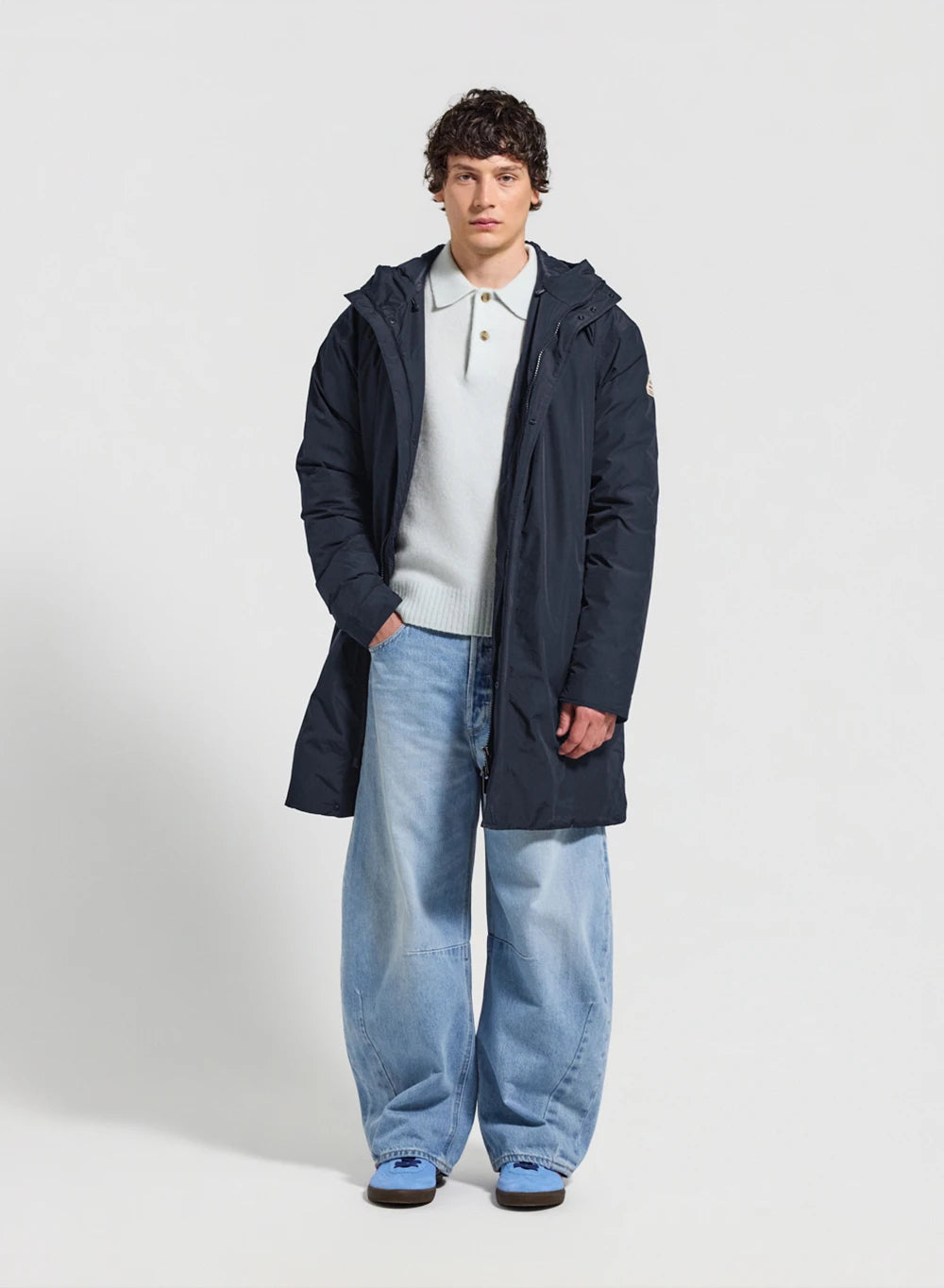Parka matelassée imperméable longue pour homme Pyrenex Puigmal bleu foncé