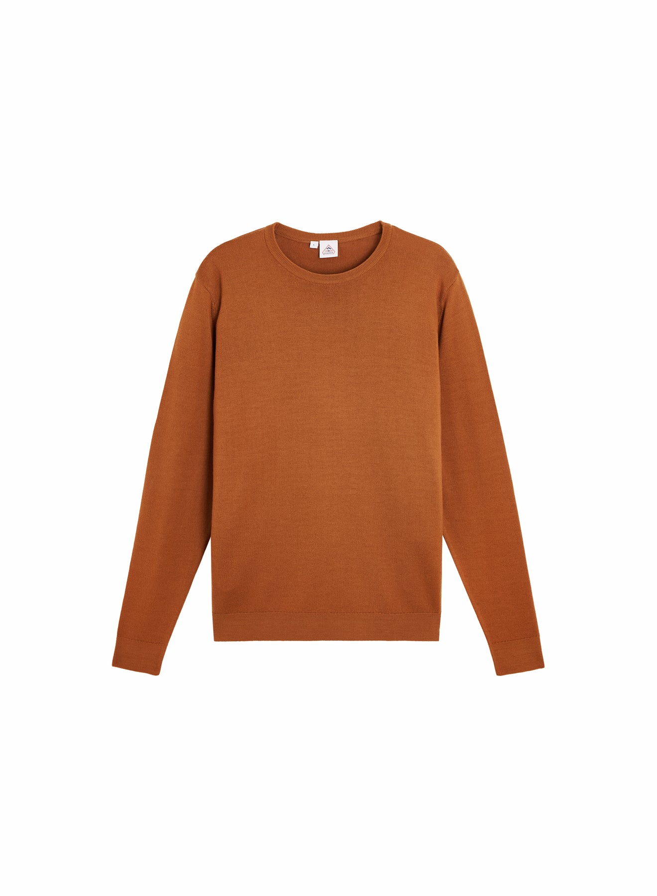 Pull fin col rond en laine mérinos homme Omhet marron-3