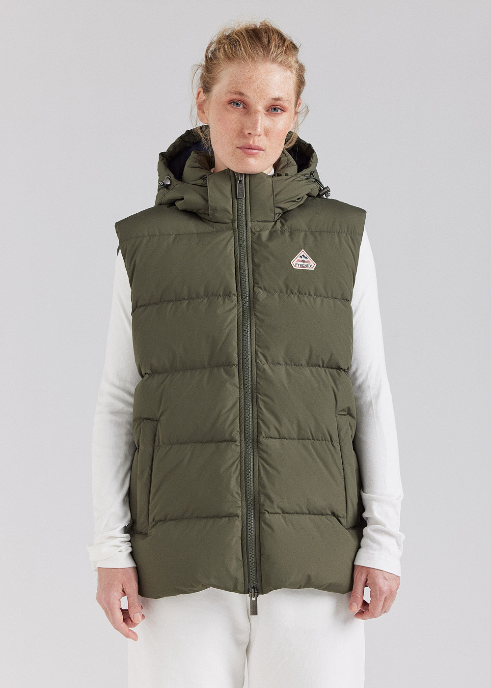 Pyrenex Spoutnic ärmellose Daunenjacke mit abnehmbarer Kapuze. Tiefes Khaki-2