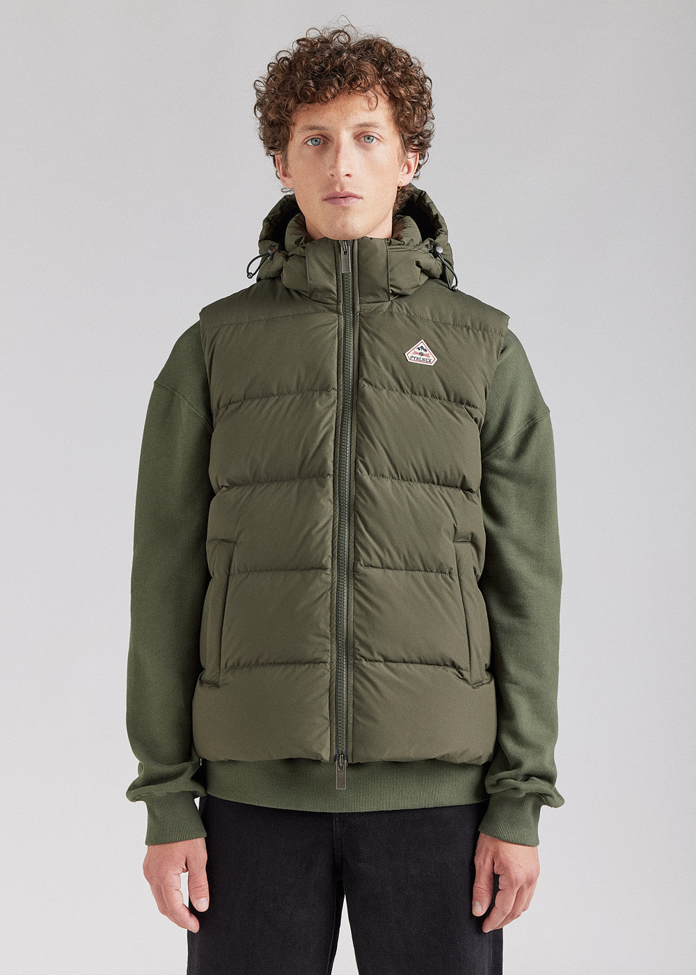 Pyrenex Spoutnic ärmellose Daunenjacke mit abnehmbarer Kapuze. Tiefes Khaki-1