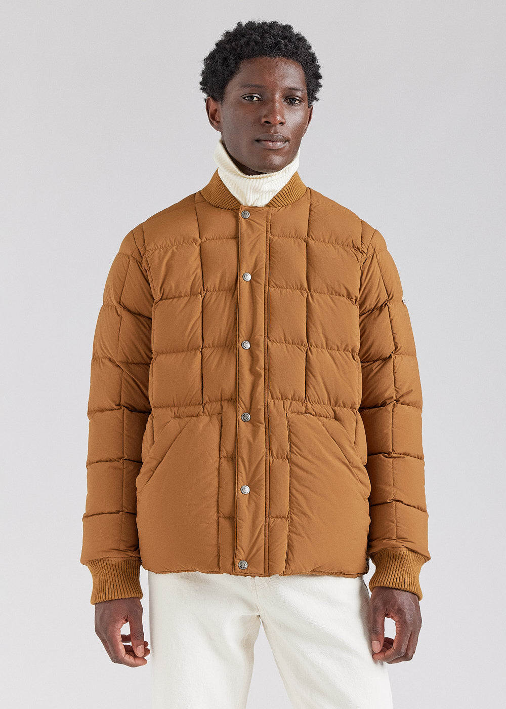 Pyrenex Flight Herren-Daunenjacke mit quadratischen Nähten in Bronzebraun-1