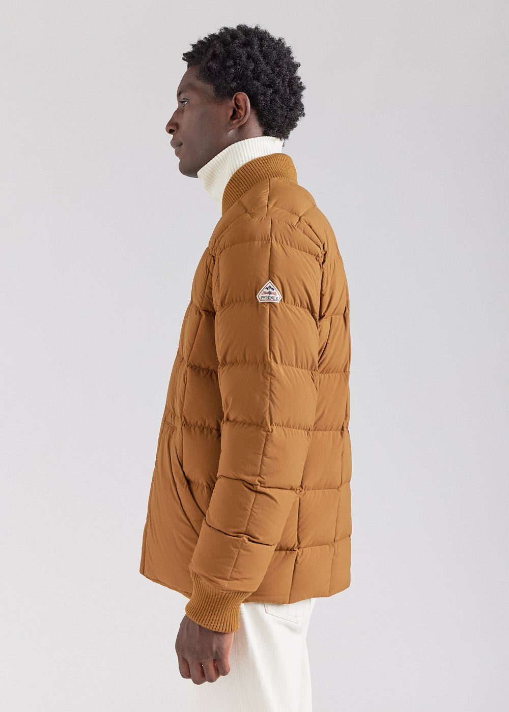 Pyrenex Flight Herren-Daunenjacke mit quadratischen Nähten in Bronzebraun-3