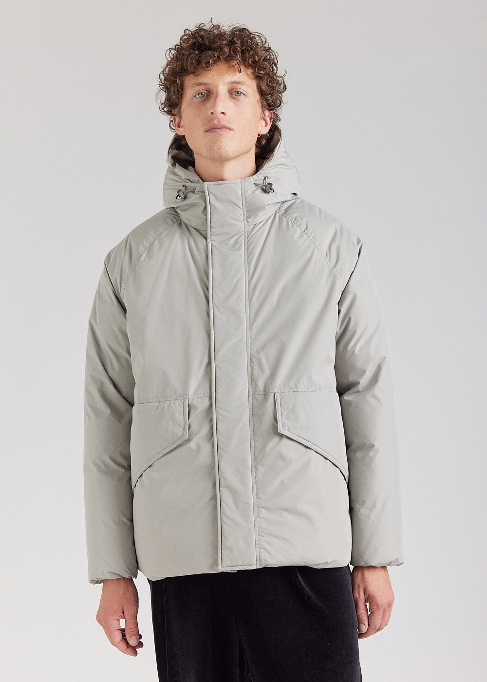 Parka courte homme Pyrenex Covert en duvet naturel Willow Grey-1