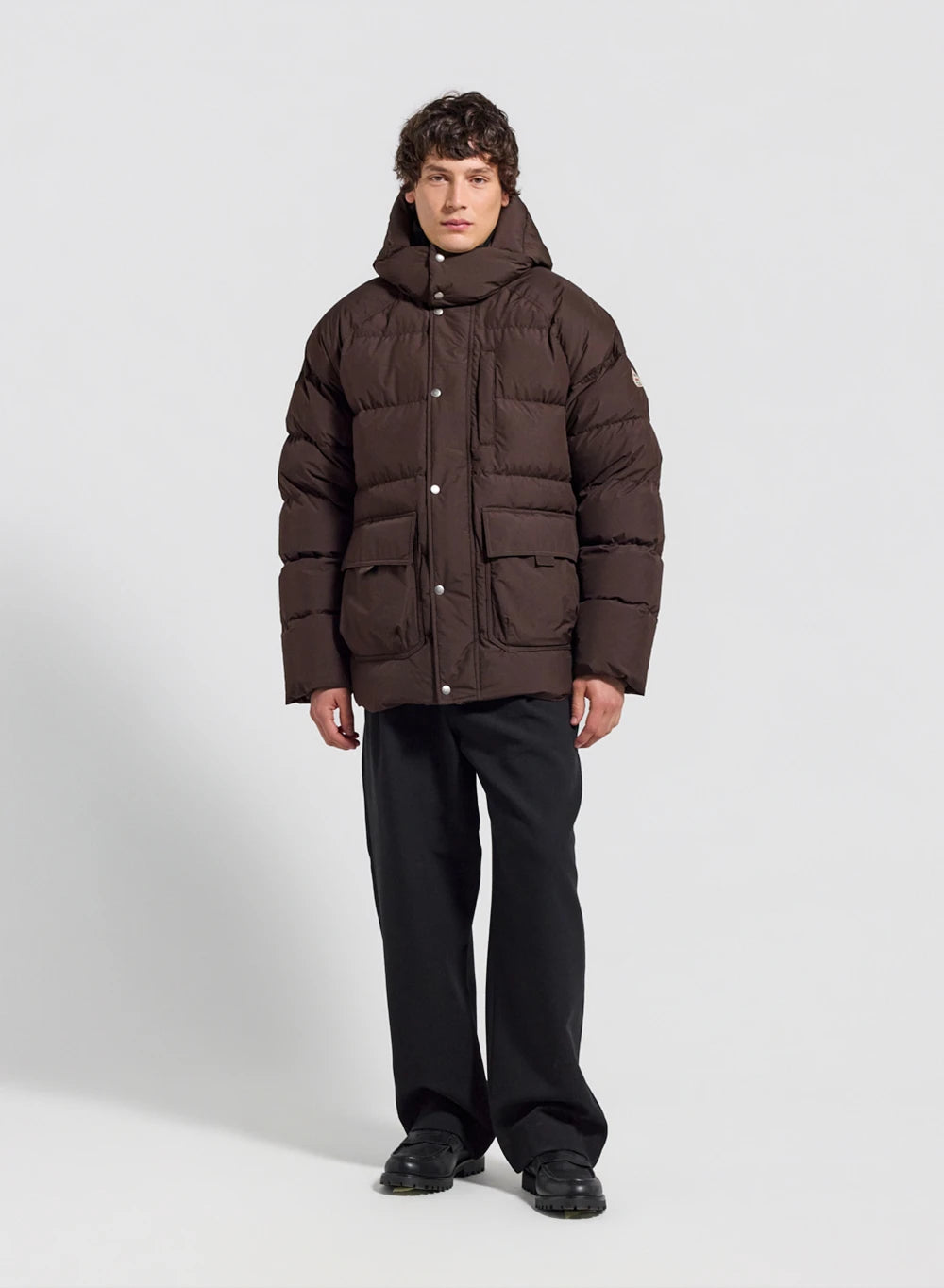 Men's winter jacket in natural down Pyrenex Voyager dark brown-3