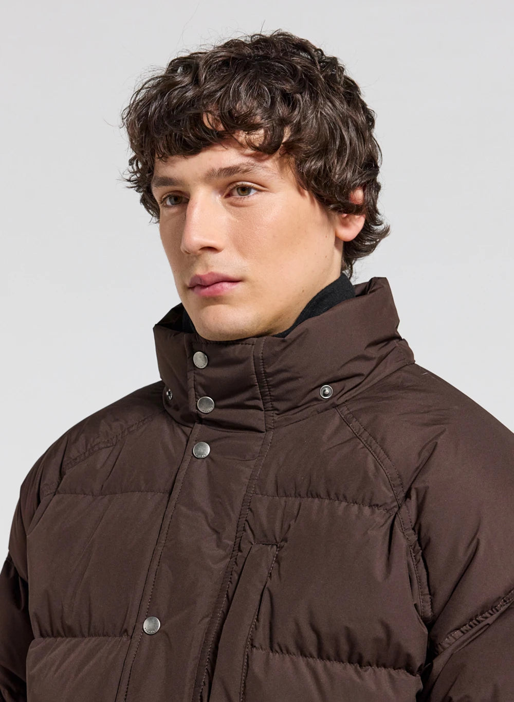 Men's winter jacket in natural down Pyrenex Voyager dark brown-6