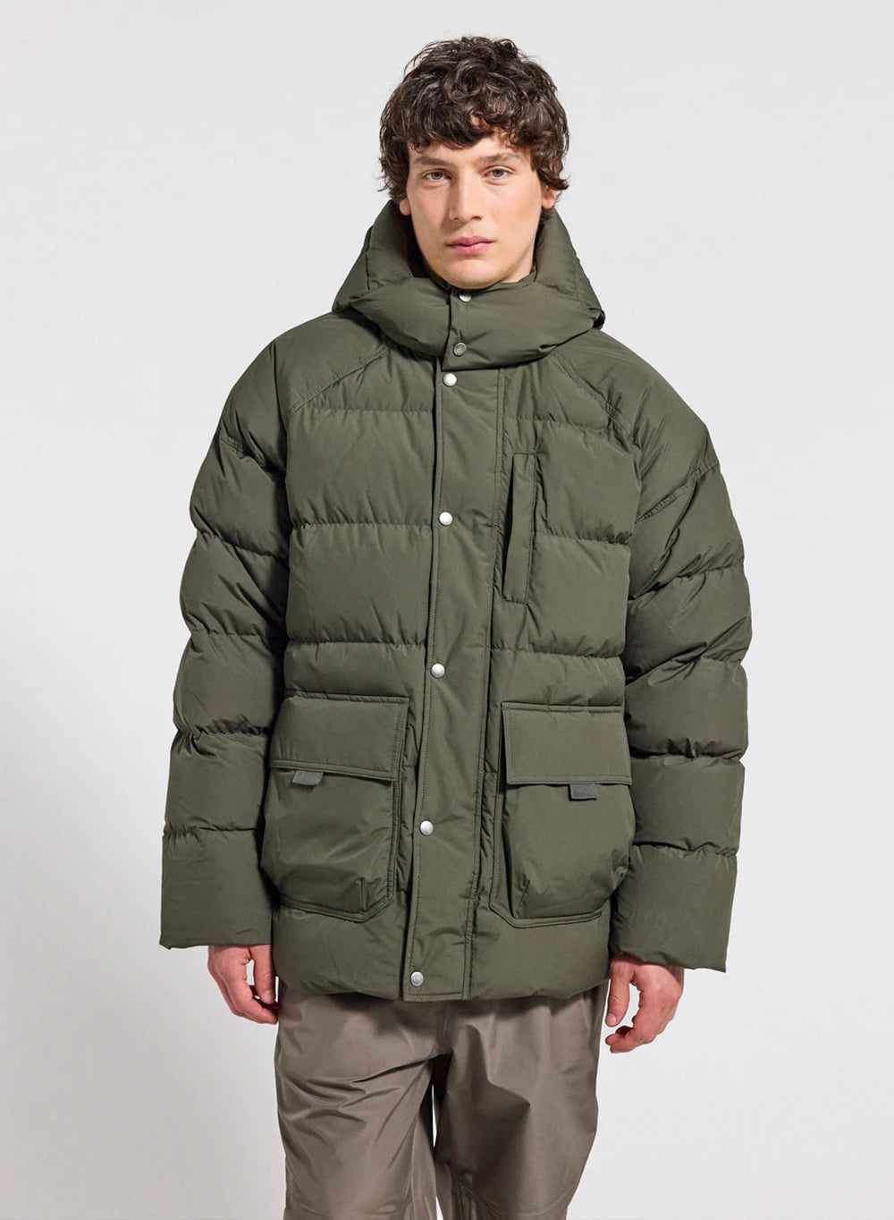 Pyrenex Voyager dark khaki men's winter down jacket in natural down-1