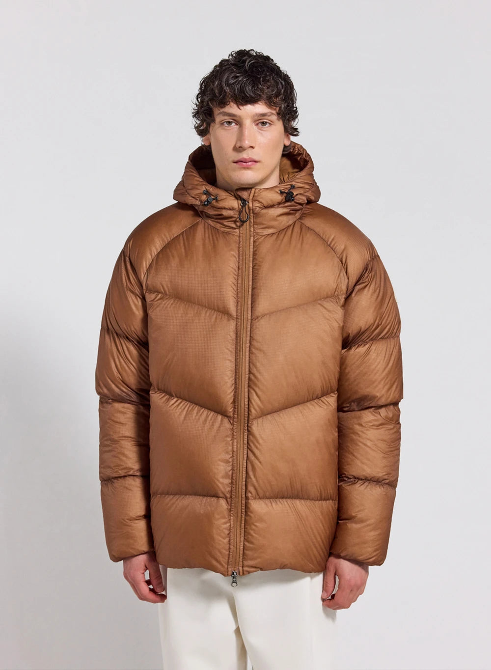 Pyrenex Helium light brown men's winter jacket with hood-1