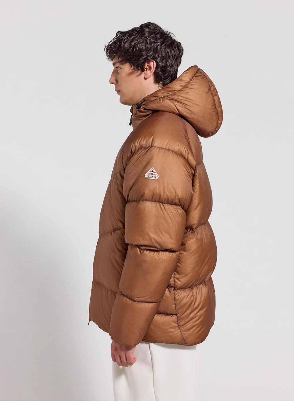 Pyrenex Helium light brown men's winter jacket with hood-4