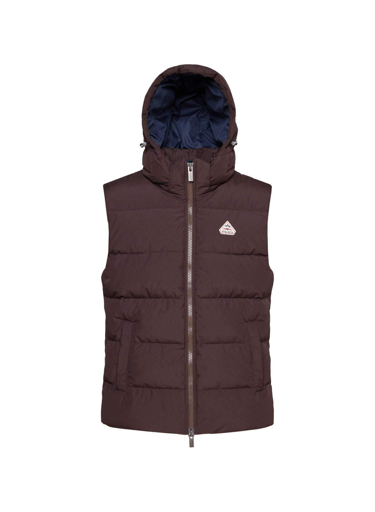Sleeveless down jacket Pyrenex Spoutnic with removable hood dark brown-4