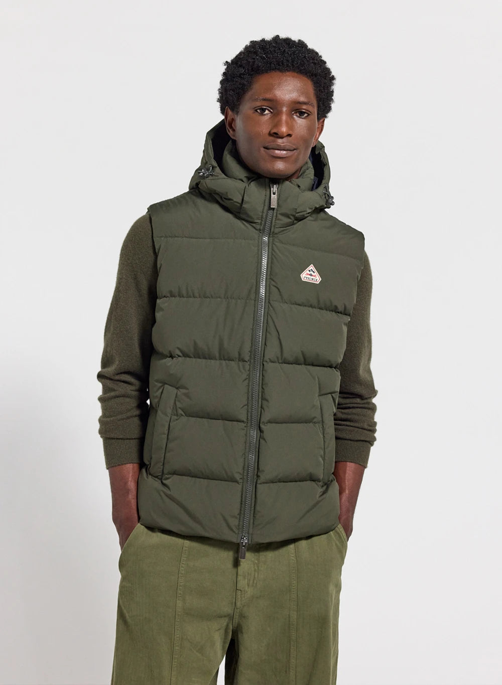 Pyrenex Spoutnic down vest with removable hood deep-khaki-1