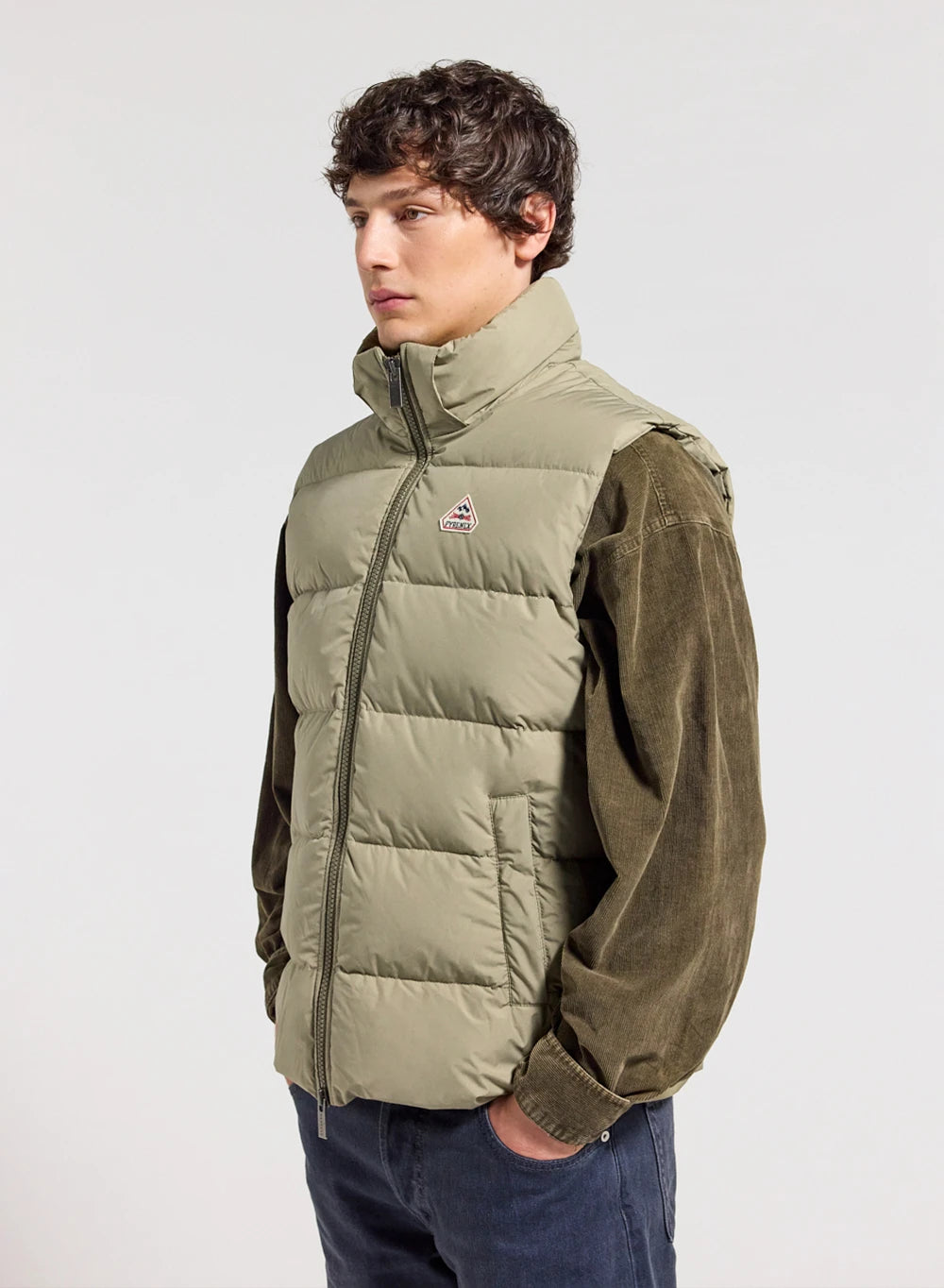 Pyrenex Spoutnic sleeveless down jacket with removable hood in light khaki