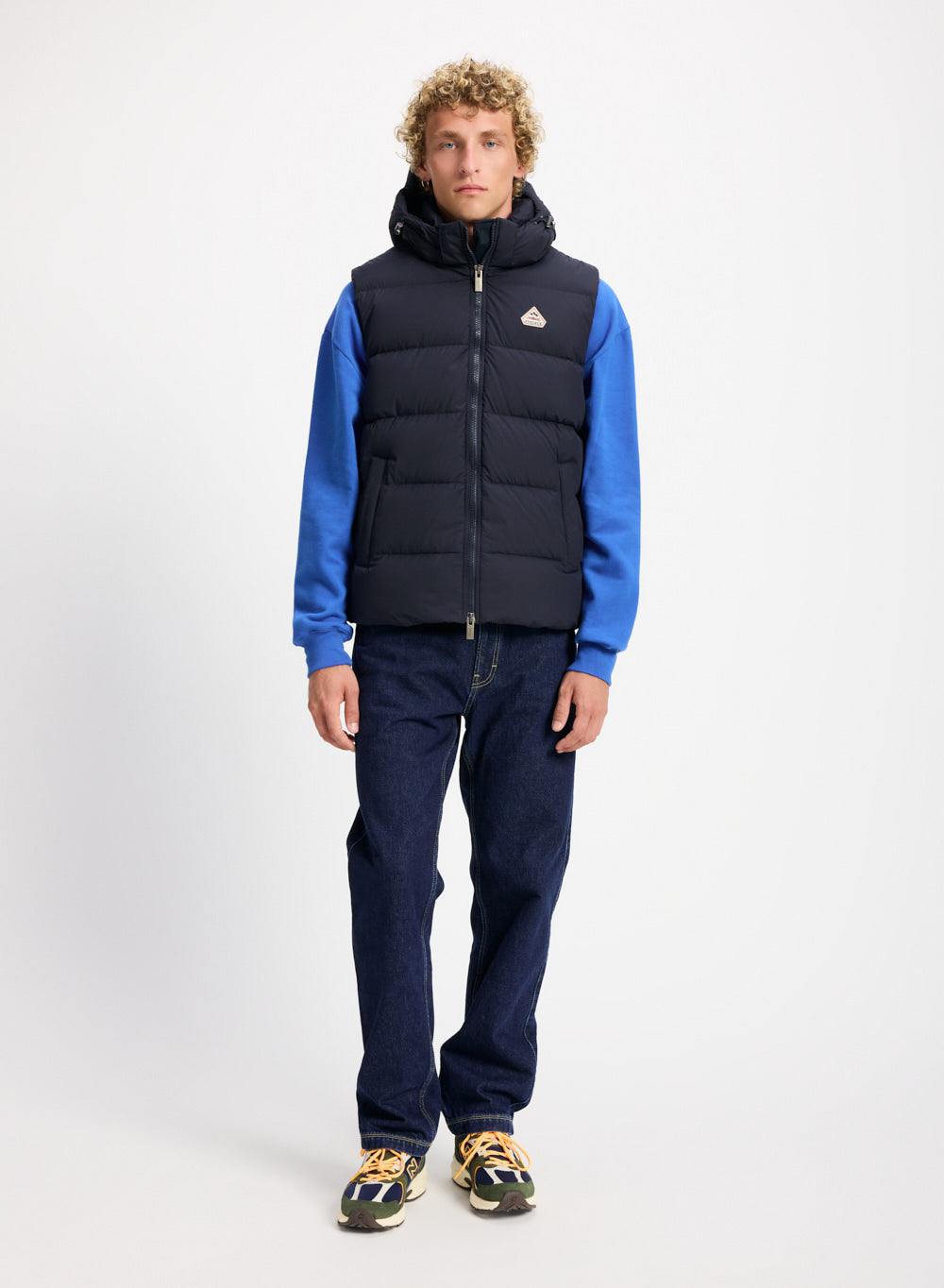 Pyrenex Spoutnic ärmellose Daunenjacke mit abnehmbarer Kapuze Schwarz dunkelblau-2