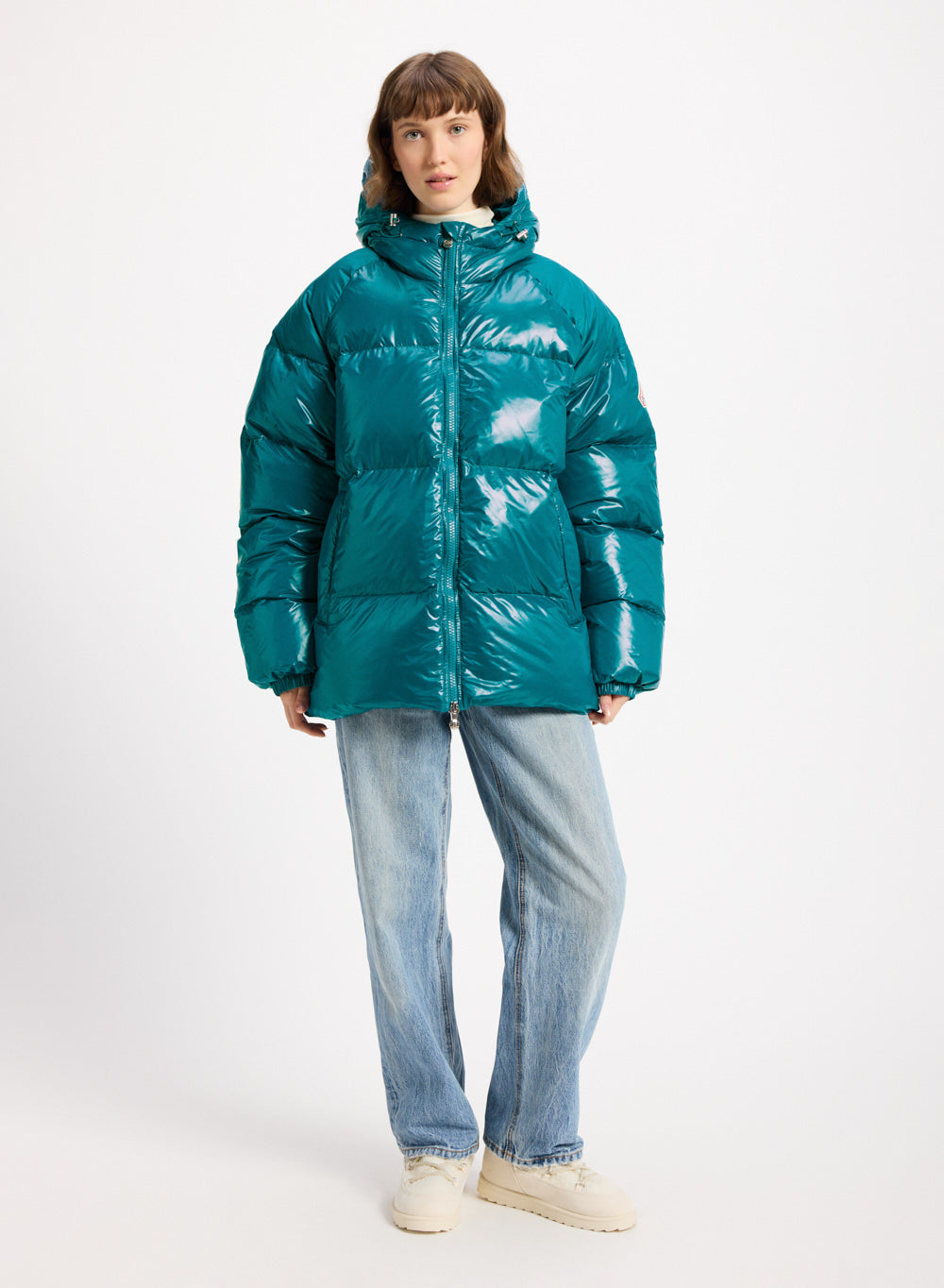 Doudoune femme à capuche Pyrenex Sten bleu turquoise