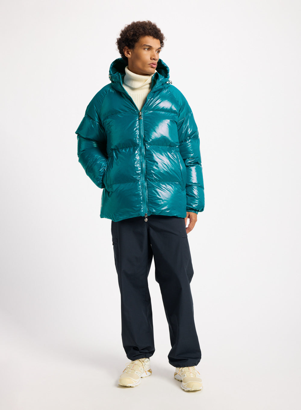 Doudoune homme à capuche Pyrenex Sten bleu turquoise