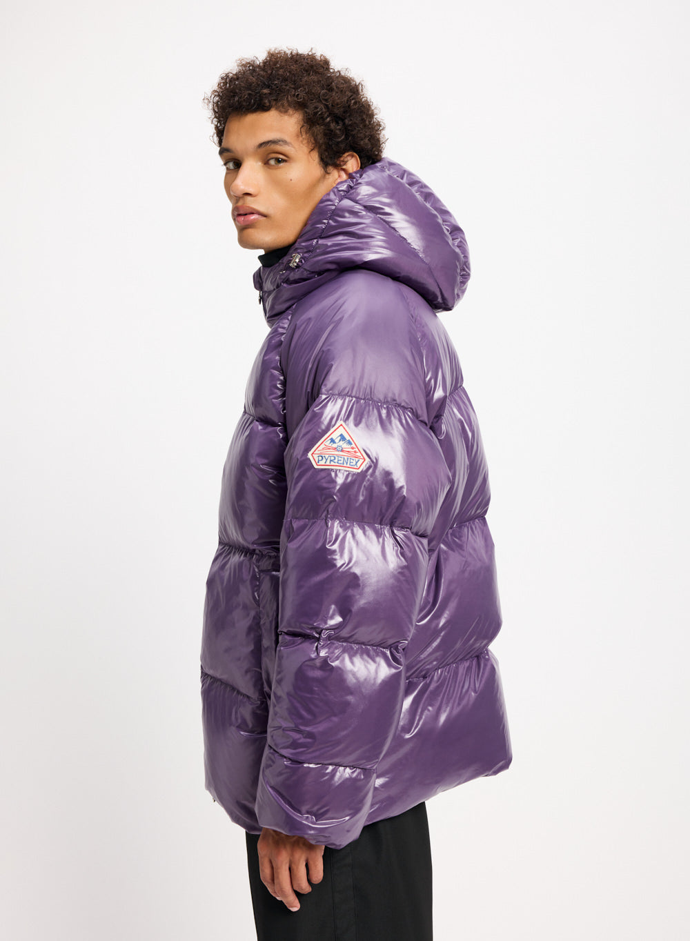 Warm hooded Sten purple down jacket | Pyrenex EN