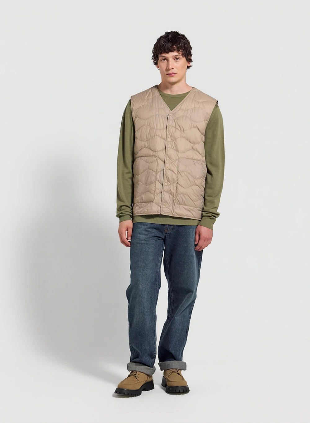 Ultraleichte ärmellose Herren-Daunenjacke Pyrenex Handy Vest Hellbeige-2