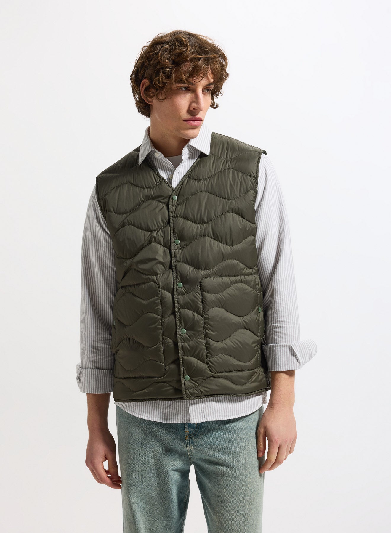 Doudoune ultra-légère homme sans manches Pyrenex Handy Vest verte kaki-4