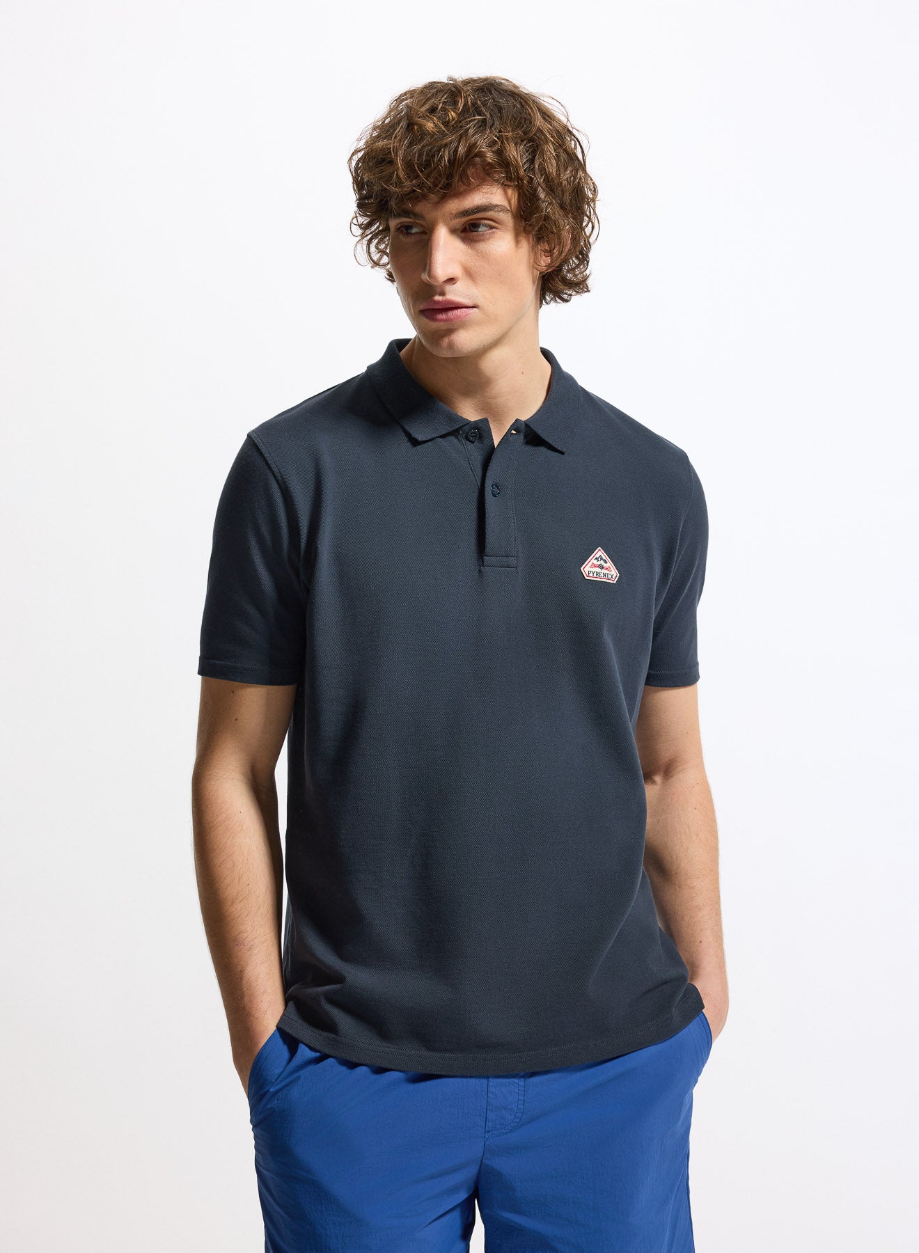 Polo homme en coton biologique Pyrenex Cobalt bleu marine
