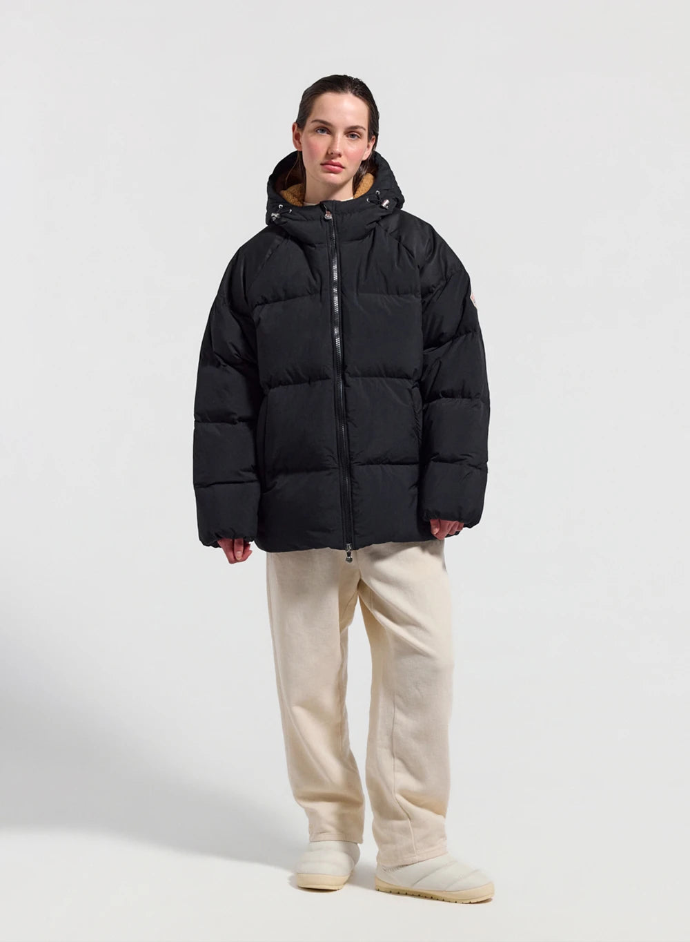 Damen-Daunenjacke aus natürlichem Daunen Pyrenex Retro Sten schwarz