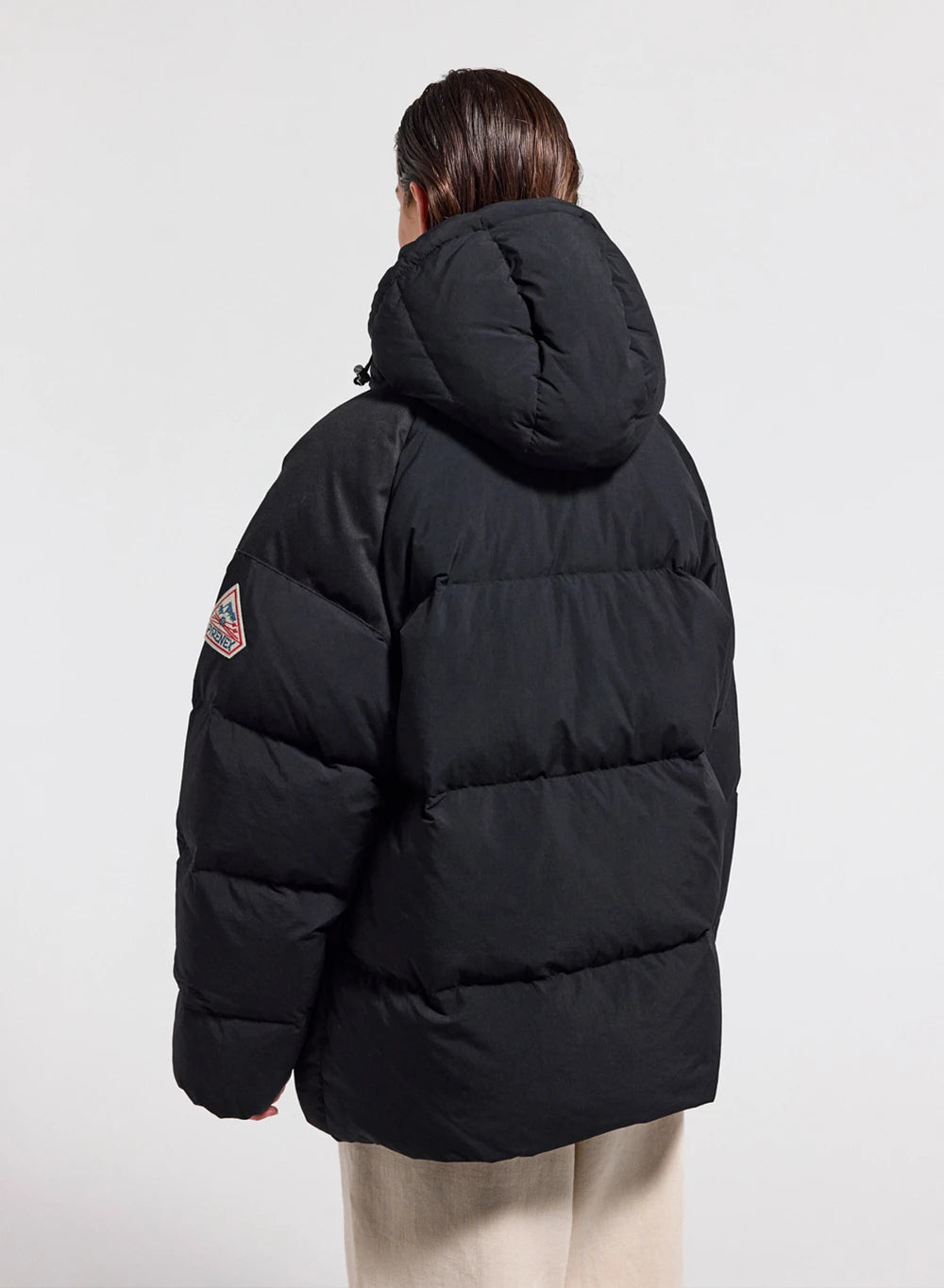 Damen-Daunenjacke aus natürlichem Daunen Pyrenex Retro Sten schwarz