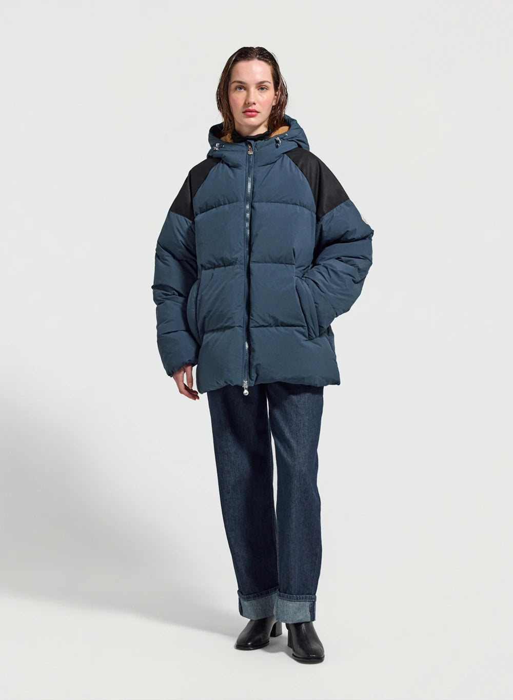Pyrenex Retro Sten unisex down jacket in petrol blue-5