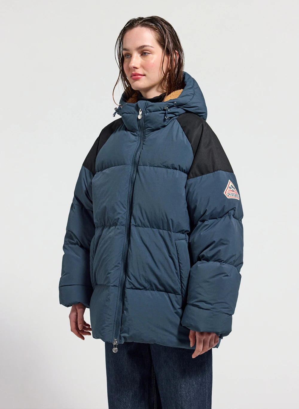 Pyrenex Retro Sten unisex down jacket in petrol blue-3