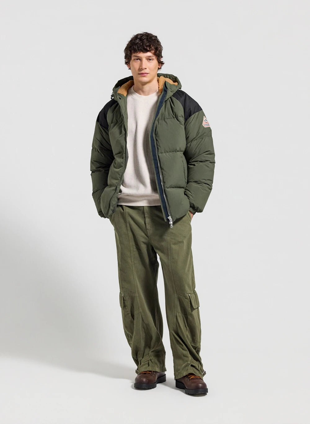 Doudoune homme en duvet naturel Pyrenex Retro Sten kaki foncé 