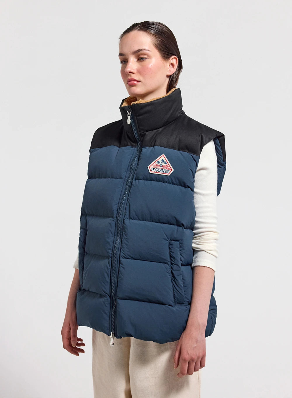 Doudoune sans manches Pyrenex Retro John bleu pétrole femme