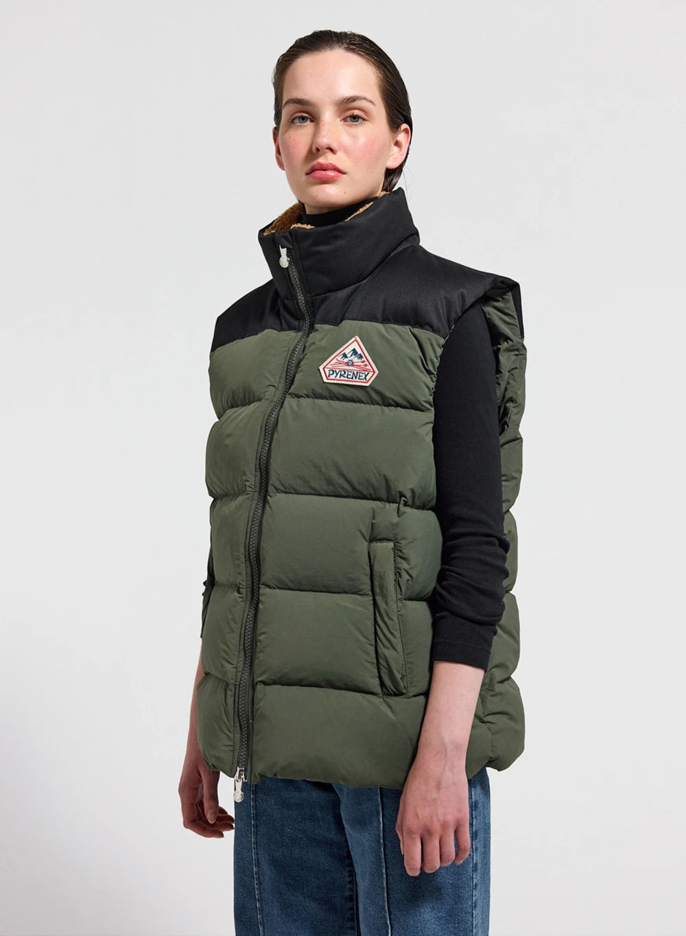 Pyrenex Retro John sleeveless down jacket in dark khaki-1