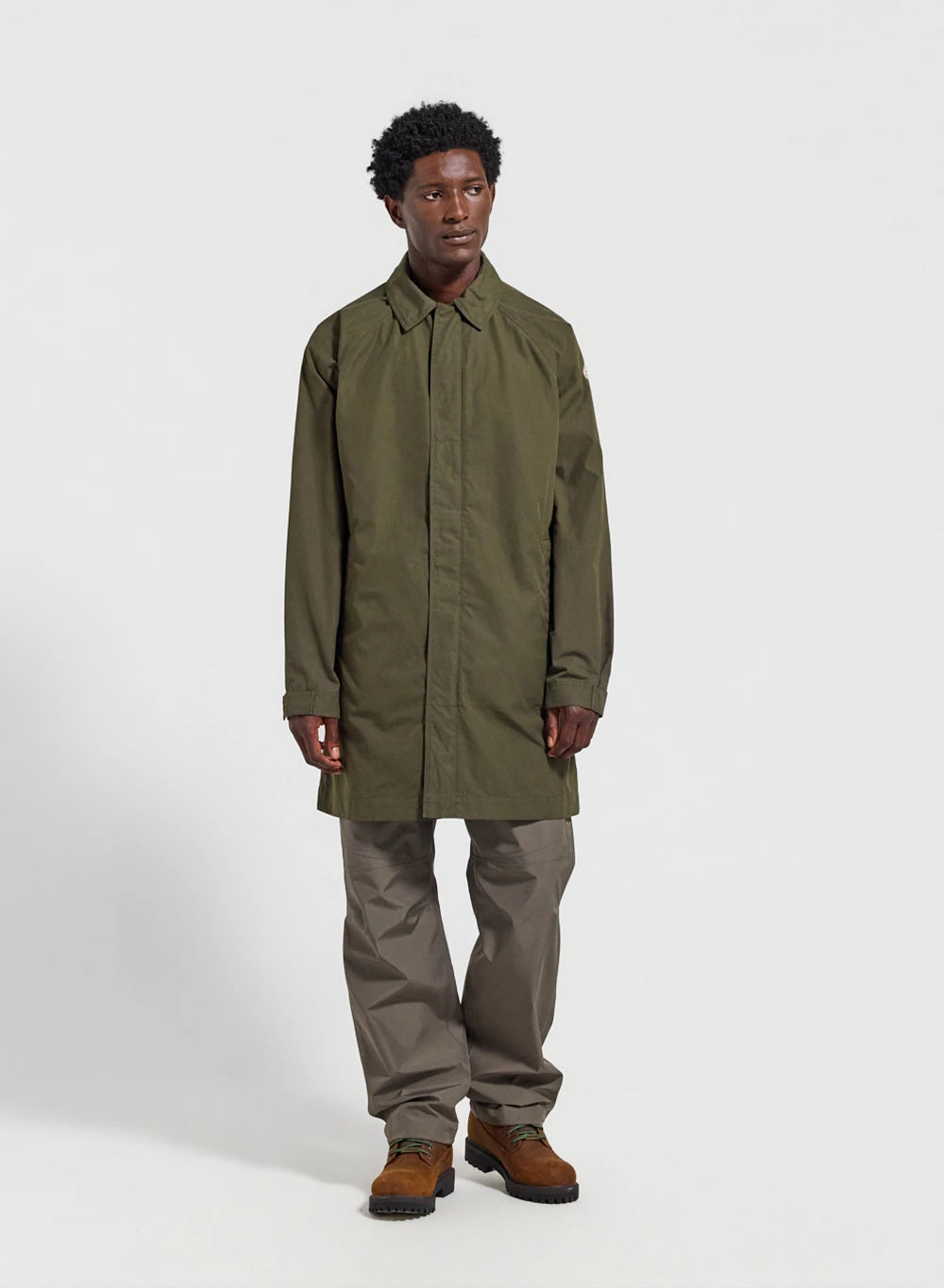 Men’s Pyrenex Inverness long waterproof parka in khaki Ventile® cotton-1