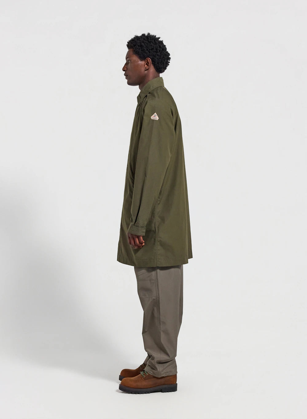 Men’s Pyrenex Inverness long waterproof parka in khaki Ventile® cotton-3