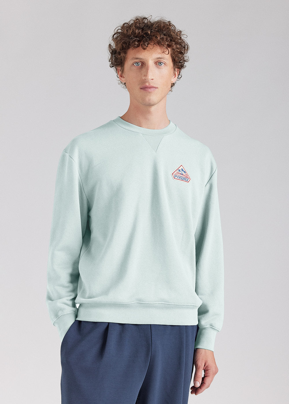 Sweat à col rond unisexe en coton bio Pyrenex Phase Pale Aqua-2