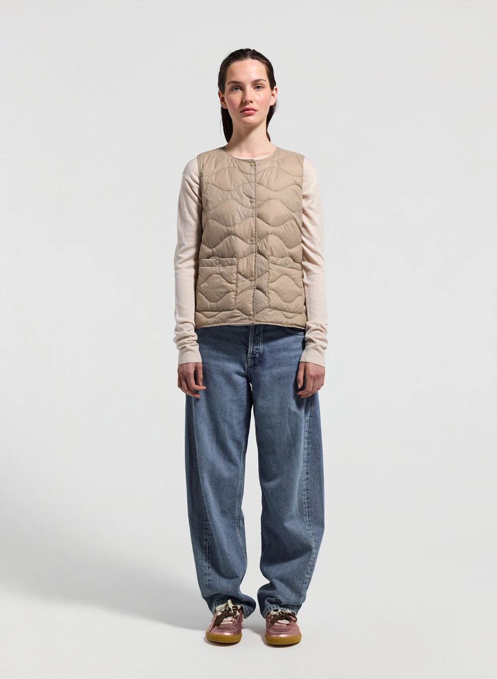 Doudoune ultra-lègère sans manches femme Pyrenex Orite Vest beige