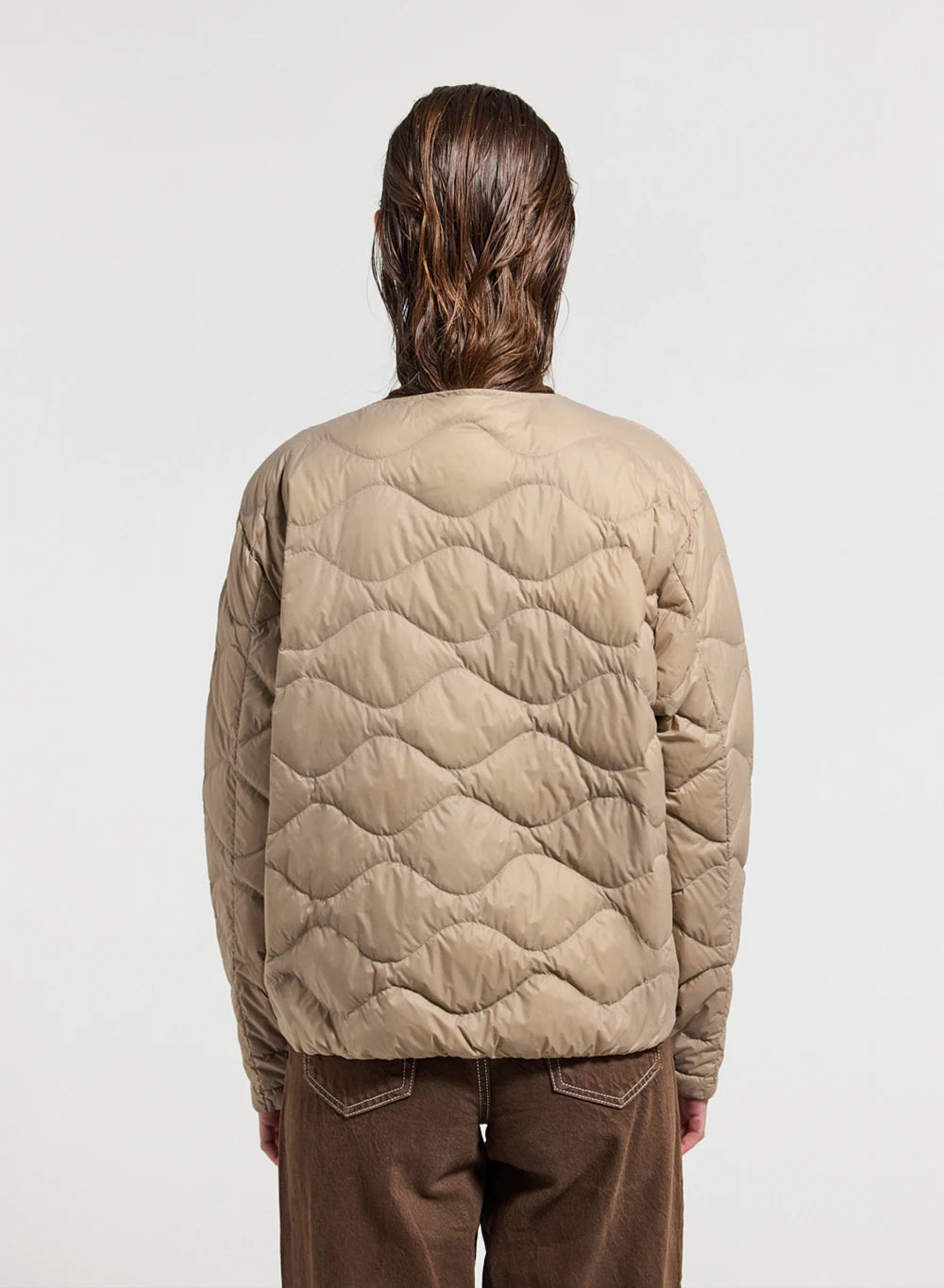 Women's ultra-lightweight Pyrenex Orite beige down jacket-4