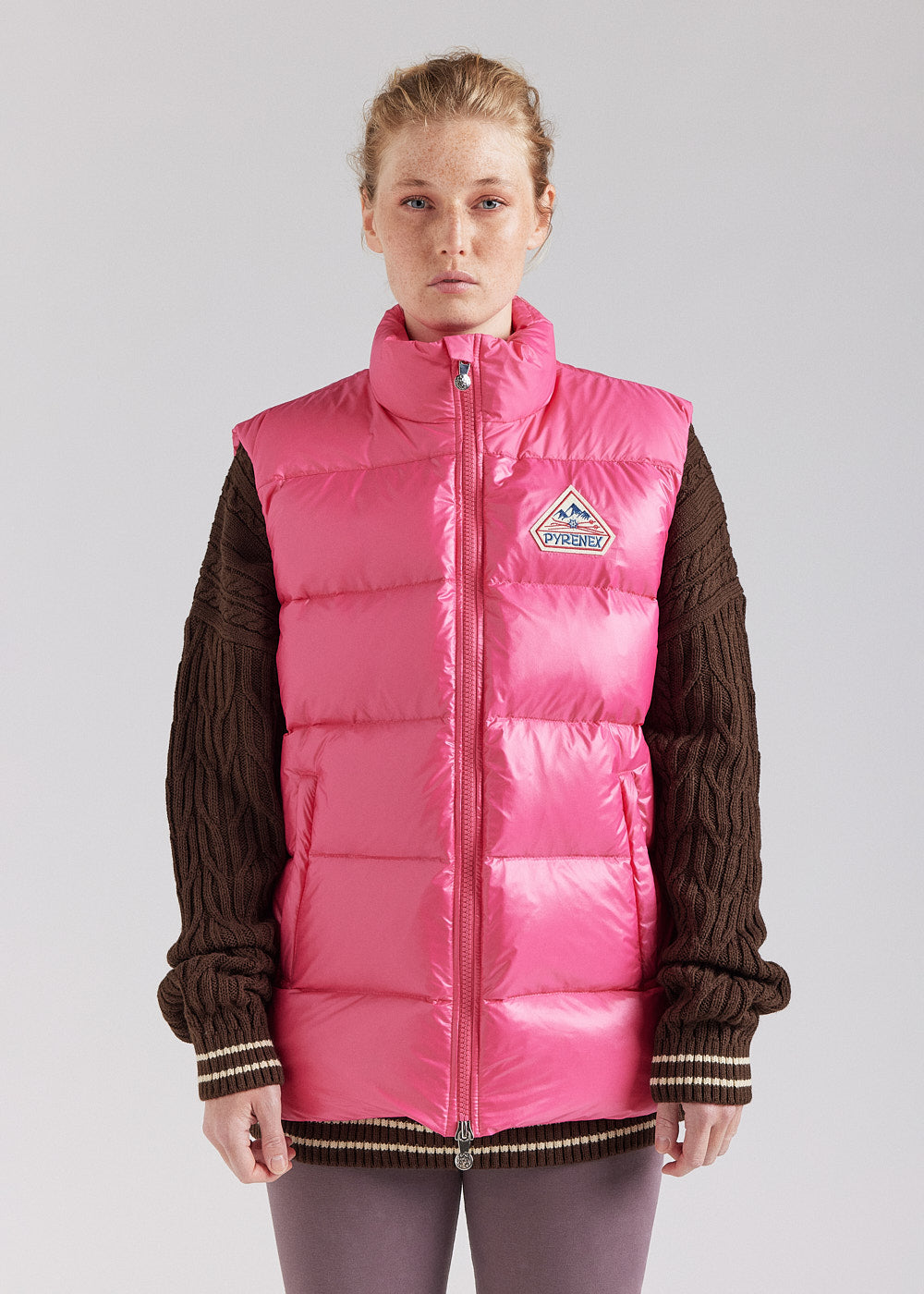 Pyrenex John Unisex ärmellose Daunenjacke rosa-1