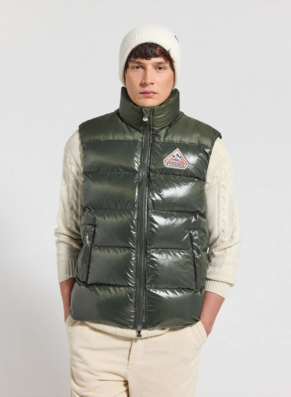 Ärmellose Unisex-Daunenweste Pyrenex John Dunkelkhaki-1
